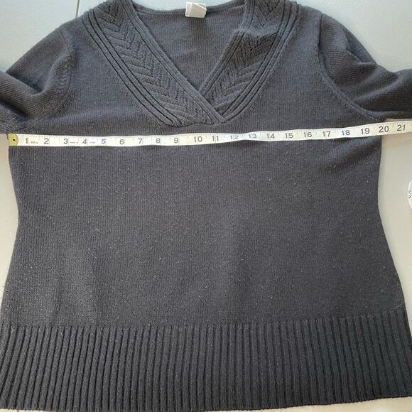 Vtg Y2K Fashion Bug Pullover Sweater  V Neck Long Sleeve‎ Black Dark Academia L - Picture 8 of 10
